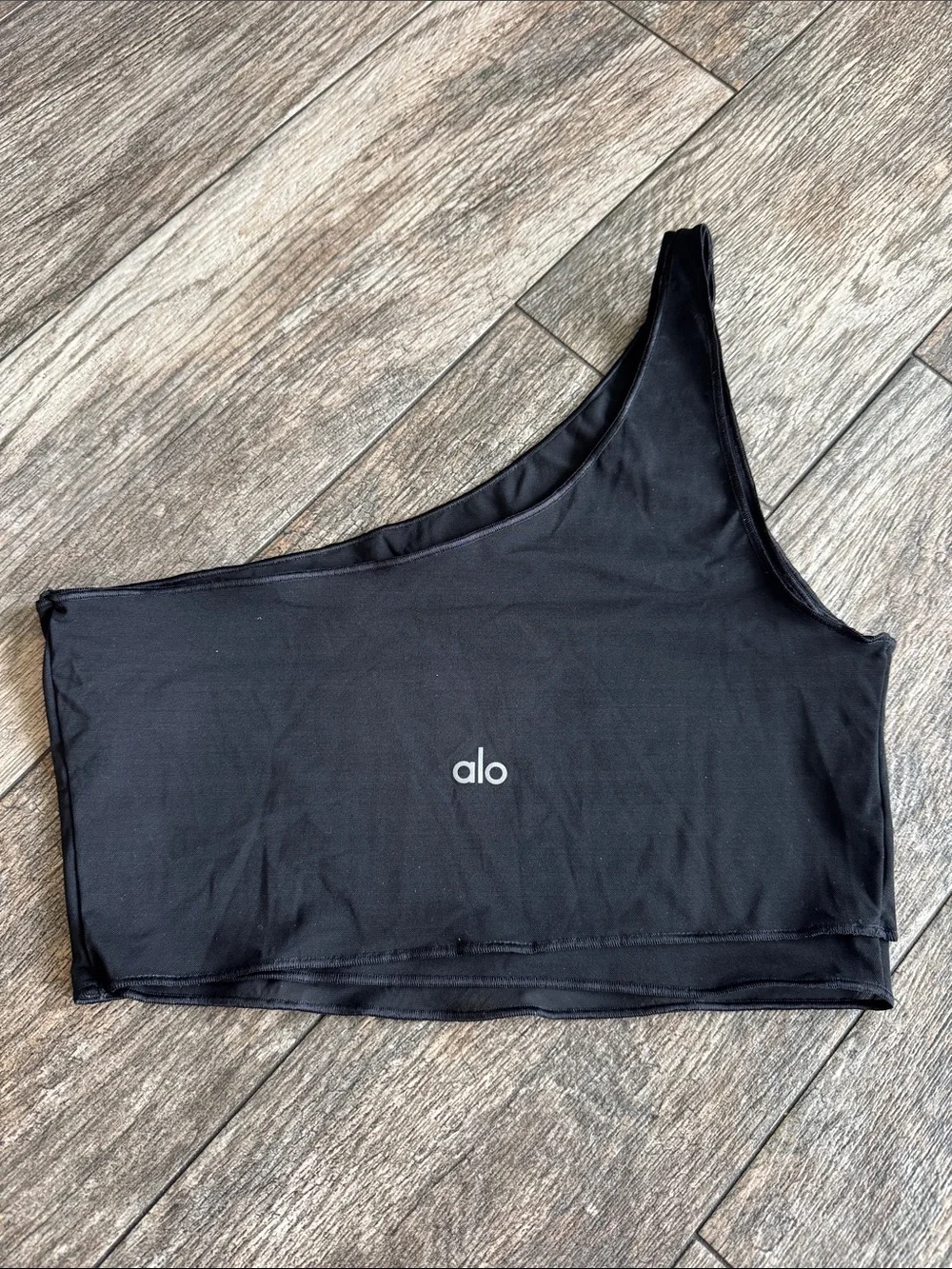 ALO Yoga One-Shoulder Black Crop Tank